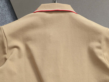 260415 New high-quality checked patchwork knit collar polo shirt