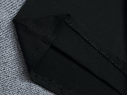 260415 New high-quality striped-neckline three-dimensional embroidered T-shirt