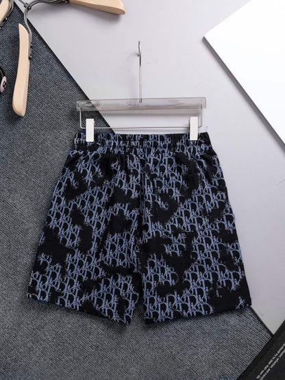 260421 New high-quality full-print heavy-duty washed jacquard denim shorts