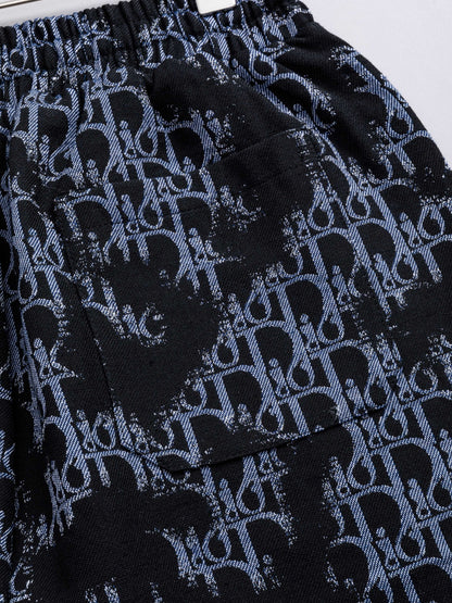 260421 New high-quality full-print heavy-duty washed jacquard denim shorts