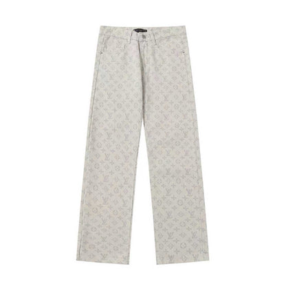 260421 New high-quality American-style retro full-length jacquard slim-fit jeans