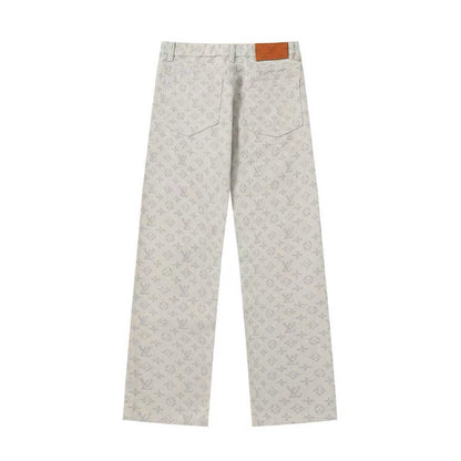 260421 New high-quality American-style retro full-length jacquard slim-fit jeans