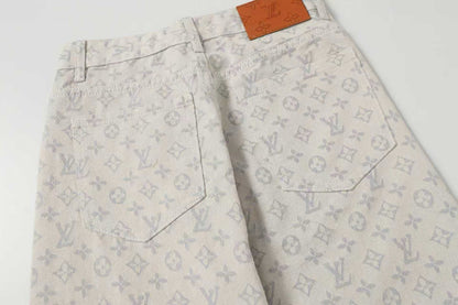 260421 New high-quality American-style retro full-length jacquard slim-fit jeans