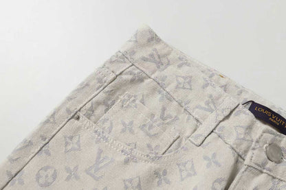 260421 New high-quality American-style retro full-length jacquard slim-fit jeans