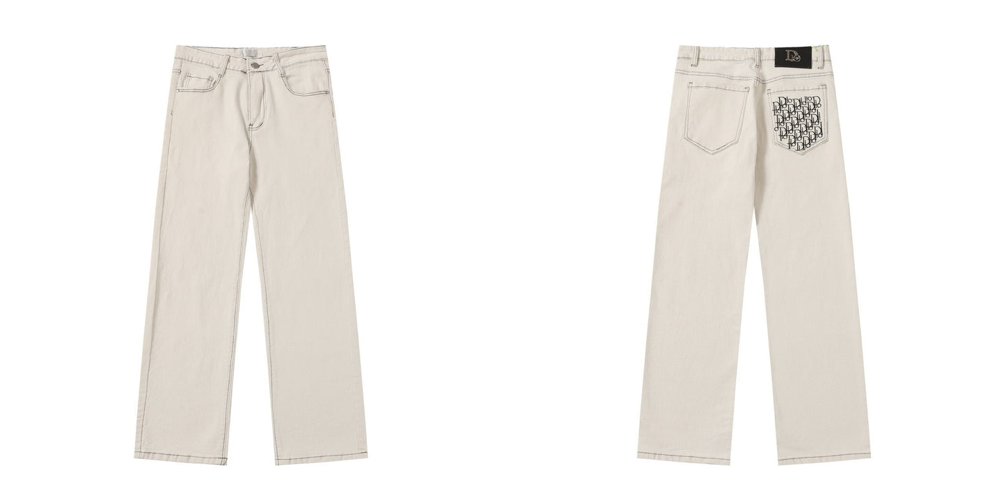 260421 New high-quality patch-stitched embroidered heavy-duty jeans