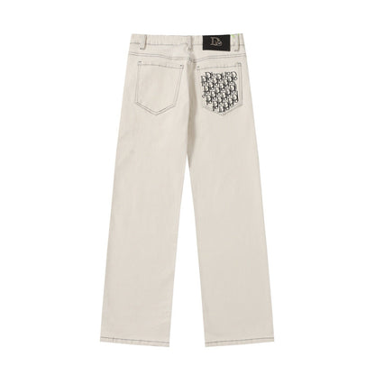 260421 New high-quality patch-stitched embroidered heavy-duty jeans