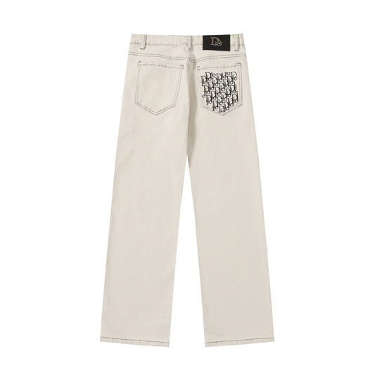 260421 New high-quality patch-stitched embroidered heavy-duty jeans