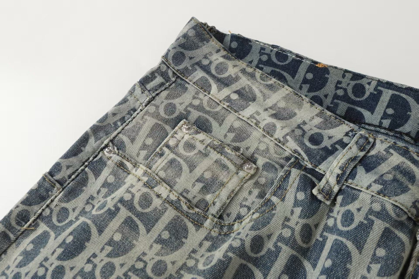 260421 New high-quality jacquard casual printed denim pants