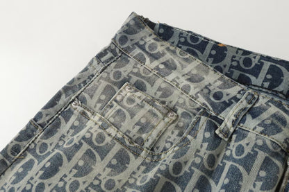 260421 New high-quality jacquard casual printed denim pants