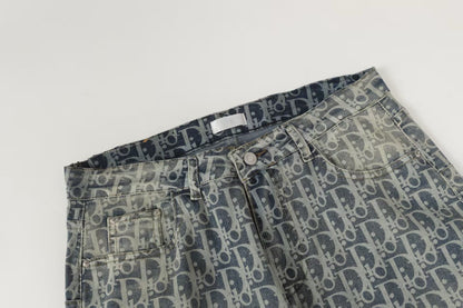 260421 New high-quality jacquard casual printed denim pants