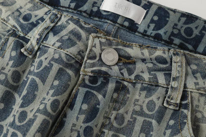 260421 New high-quality jacquard casual printed denim pants