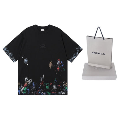 260421 New high-quality heavy-duty artistic color-painted embroidered T-shirt