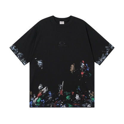260421 New high-quality heavy-duty artistic color-painted embroidered T-shirt