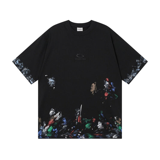 260421 New high-quality heavy-duty artistic color-painted embroidered T-shirt