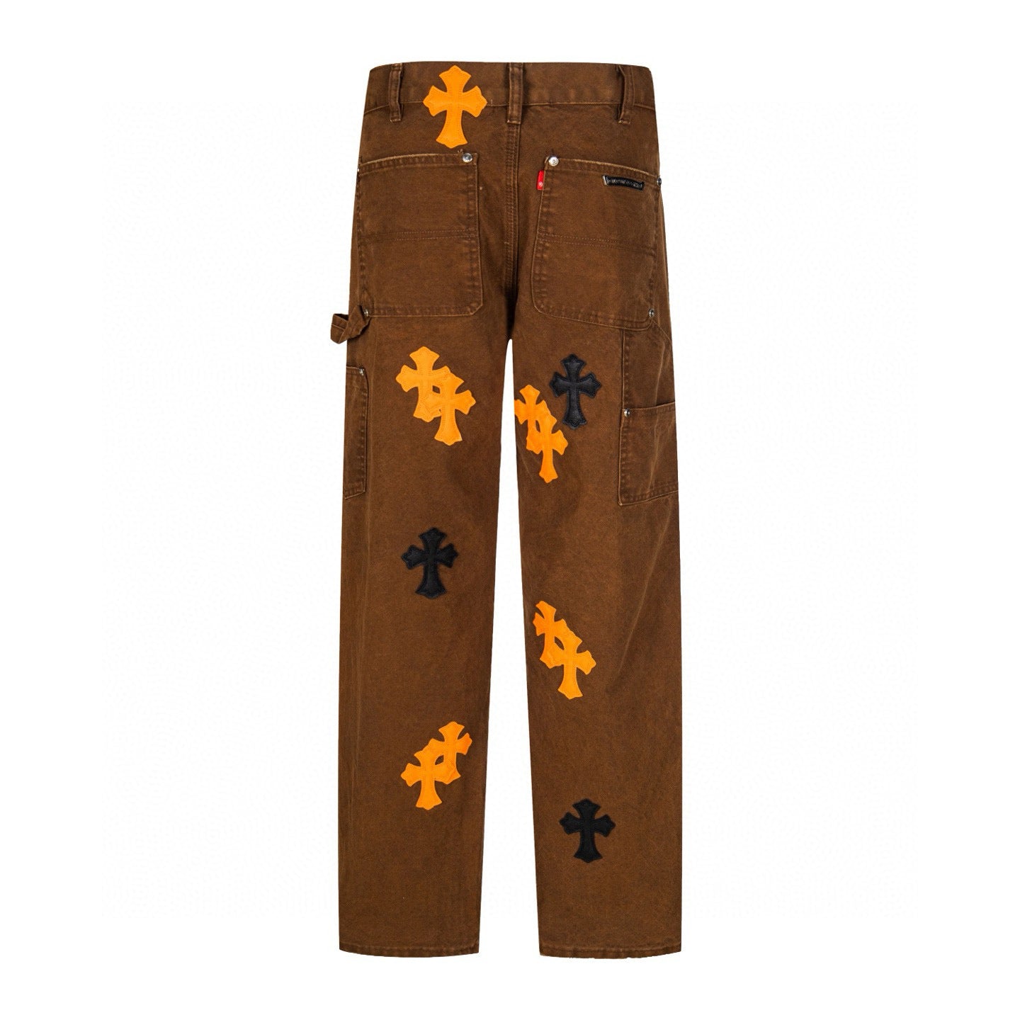 260421 New high-quality leather-stitched workwear washed denim pants