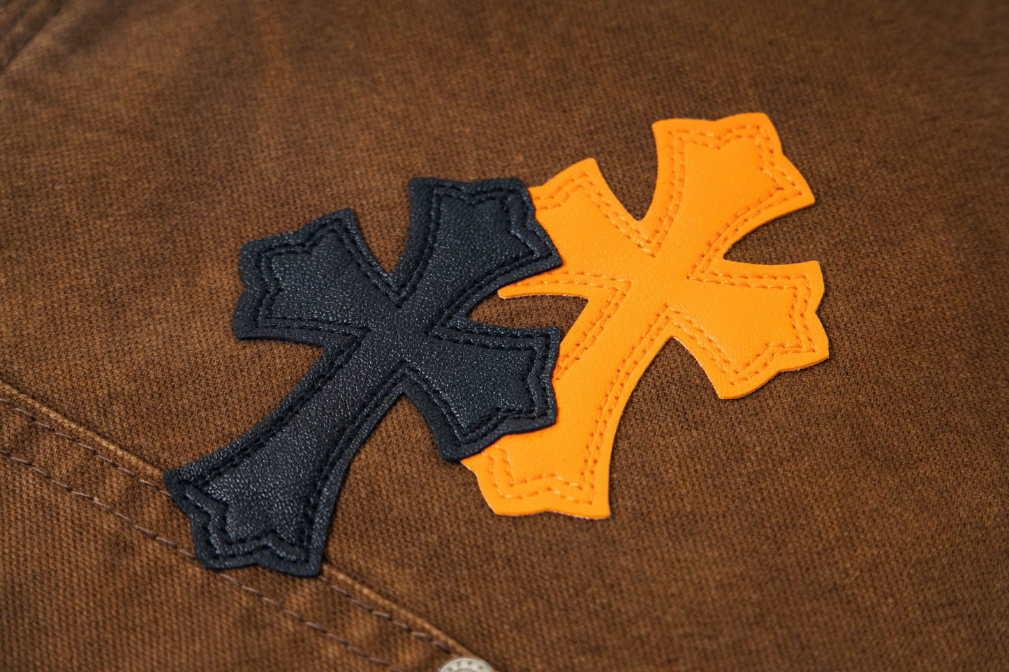 260421 New high-quality leather-stitched workwear washed denim pants