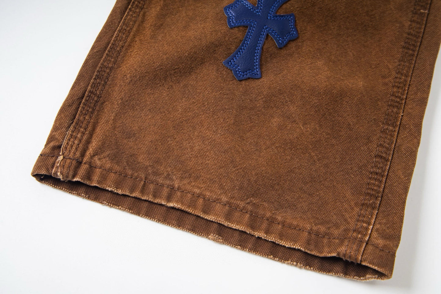 260421 New high-quality leather-stitched workwear washed denim pants