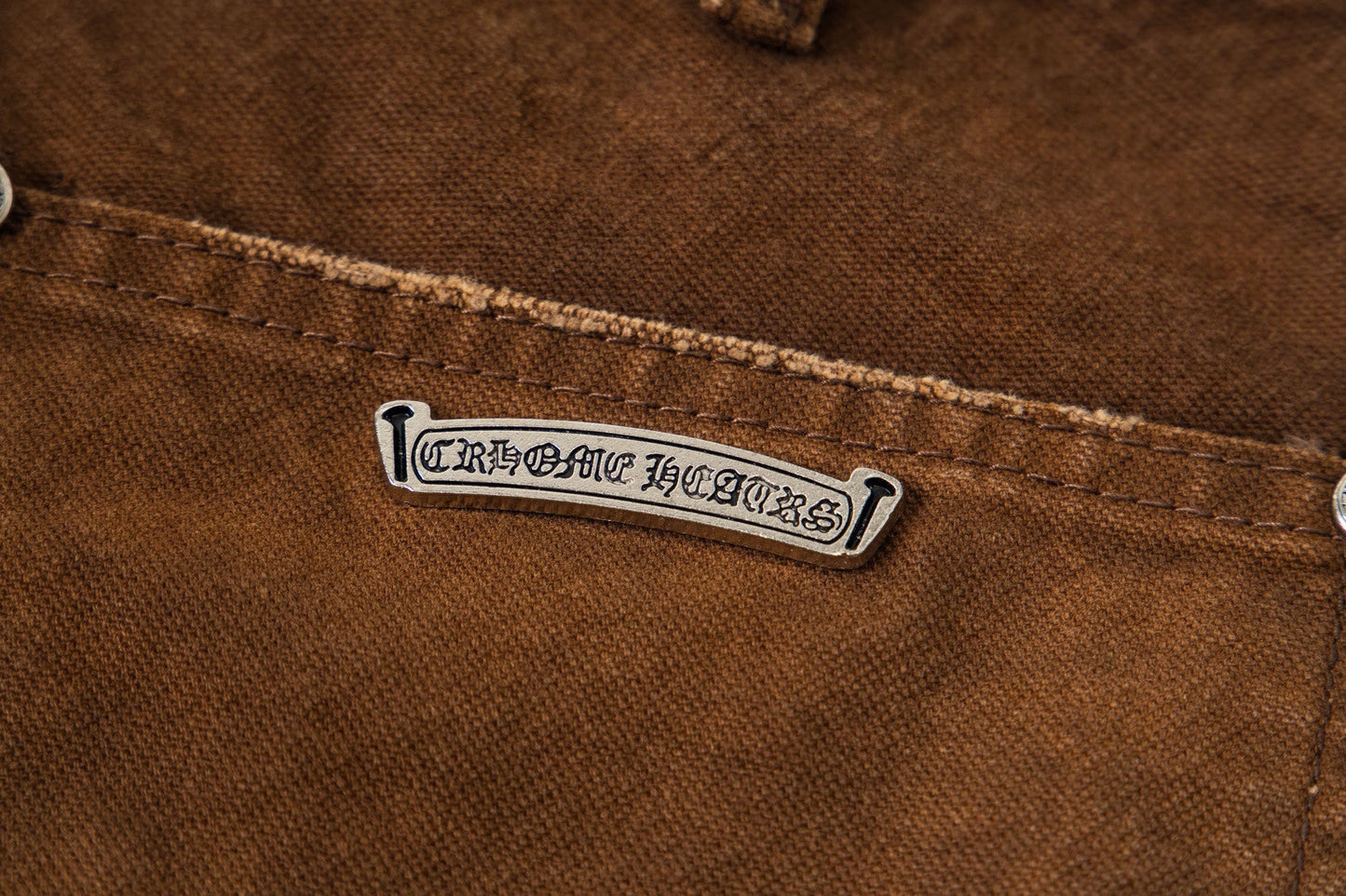 260421 New high-quality leather-stitched workwear washed denim pants