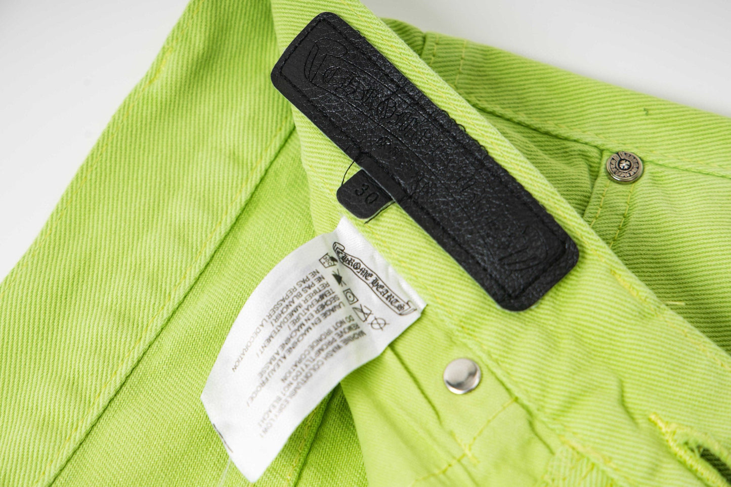 260421 New high-quality leather-stitched workwear washed denim pants