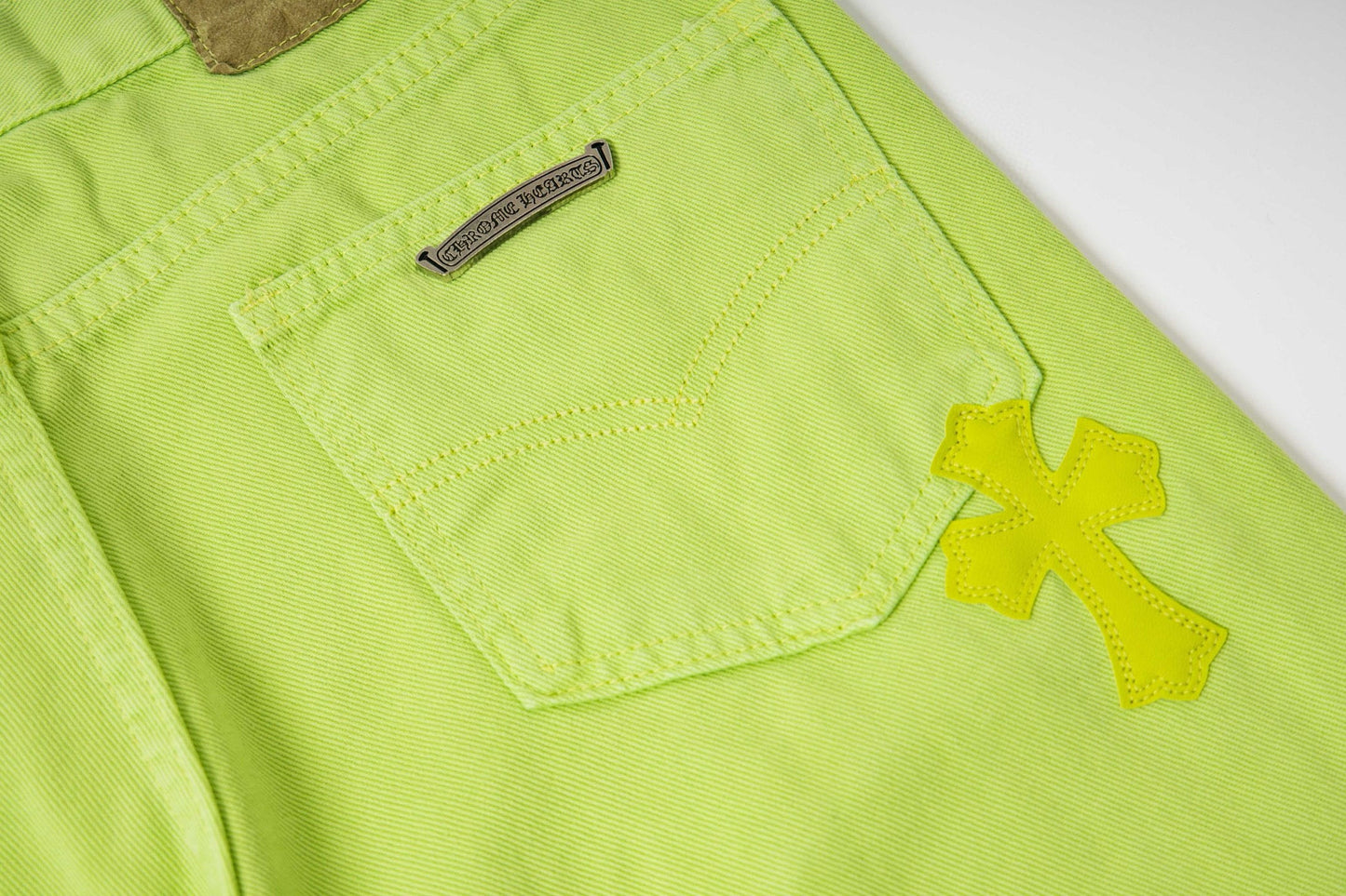 260421 New high-quality leather-stitched workwear washed denim pants