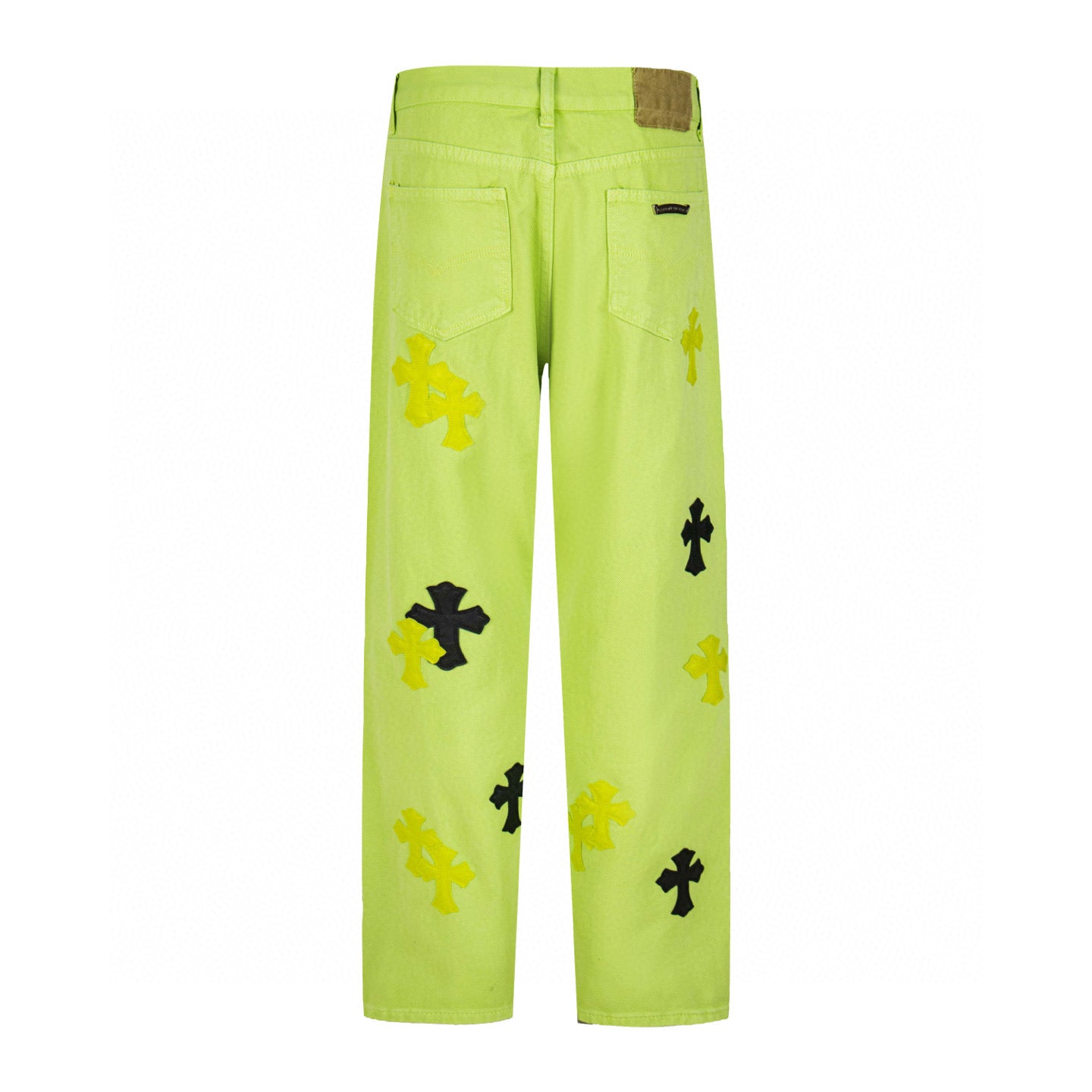 260421 New high-quality leather-stitched workwear washed denim pants