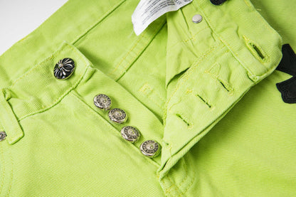 260421 New high-quality leather-stitched workwear washed denim pants