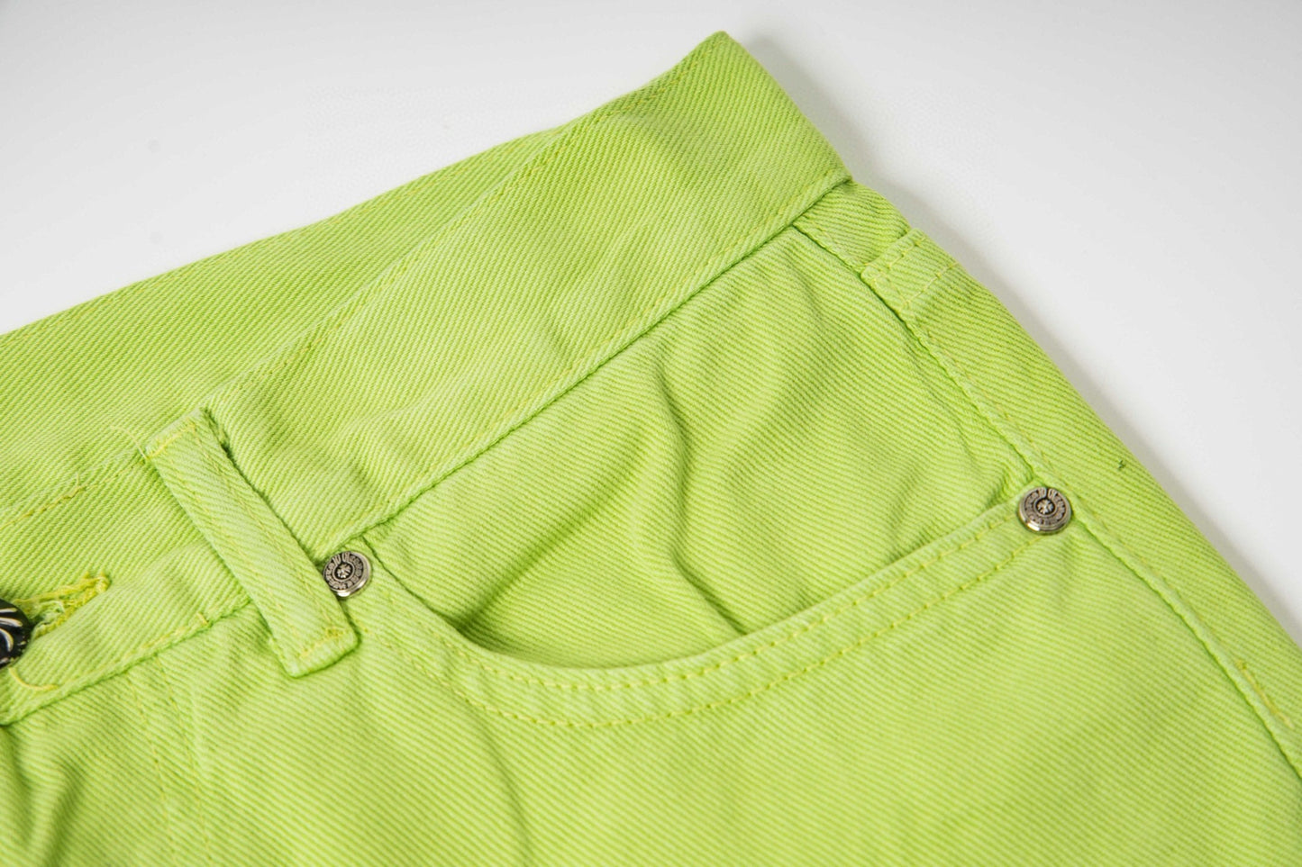 260421 New high-quality leather-stitched workwear washed denim pants