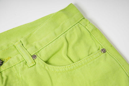260421 New high-quality leather-stitched workwear washed denim pants