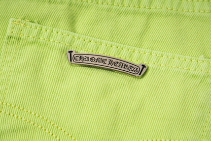 260421 New high-quality leather-stitched workwear washed denim pants