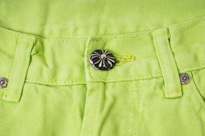 260421 New high-quality leather-stitched workwear washed denim pants