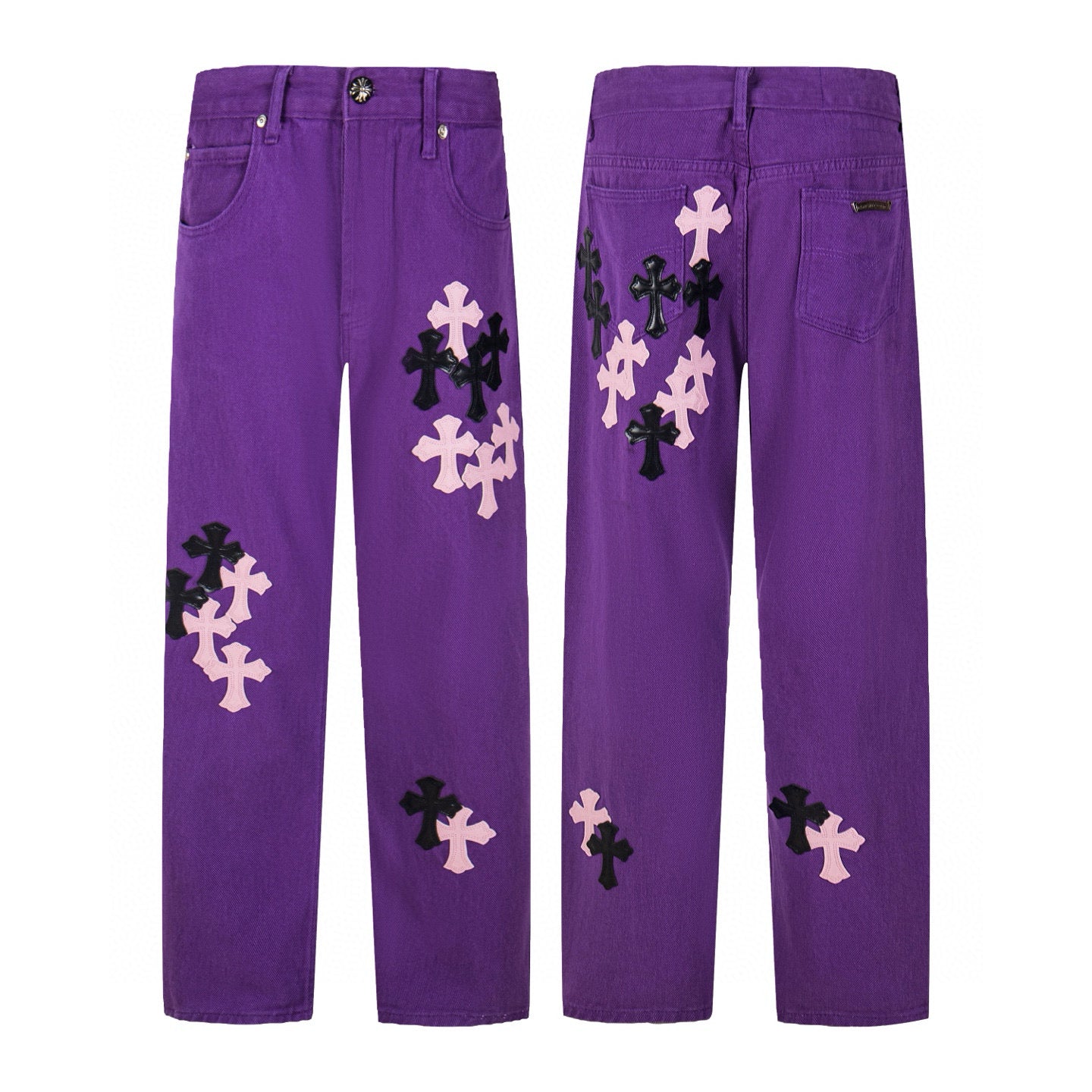 260421 New high-quality leather-stitched workwear washed denim pants