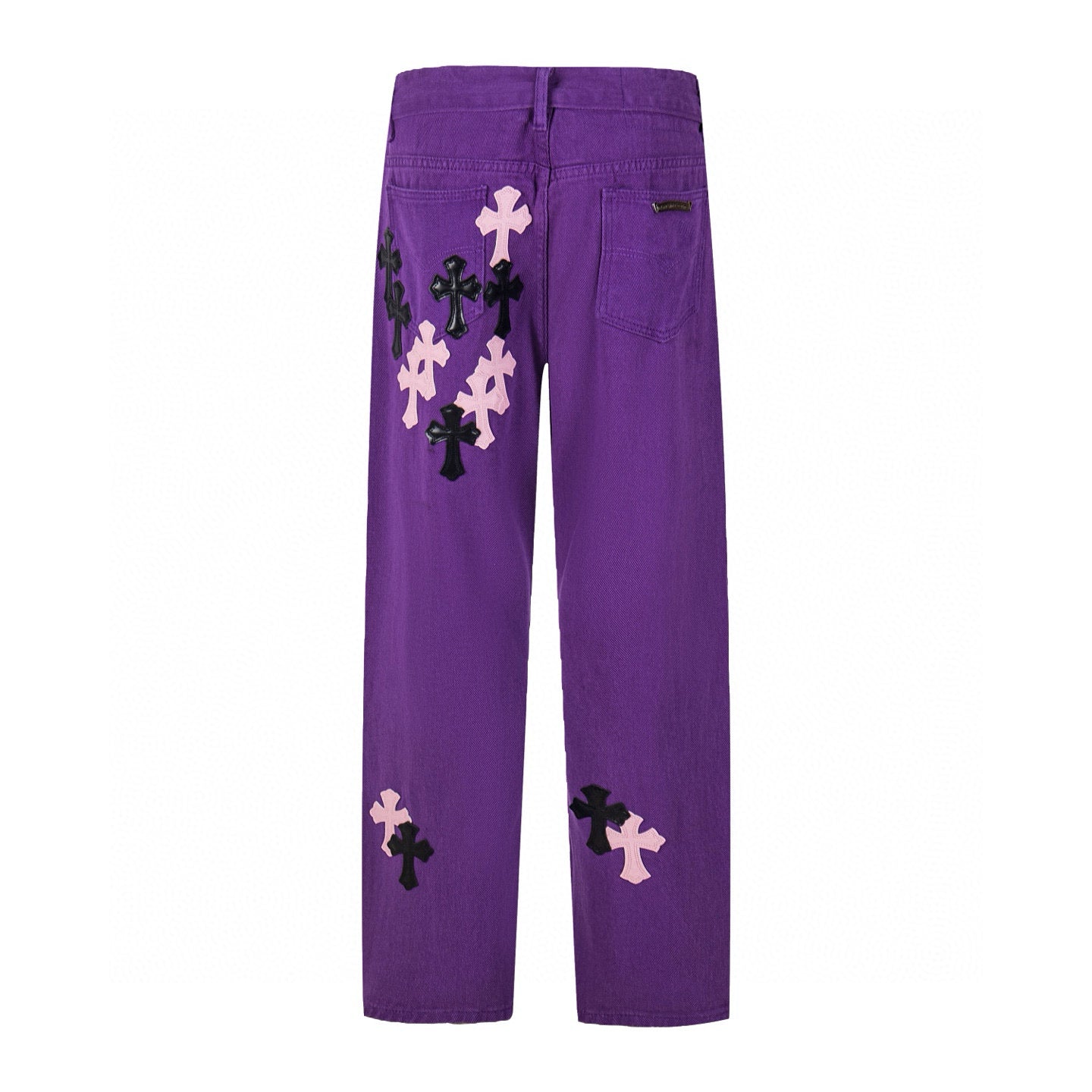 260421 New high-quality leather-stitched workwear washed denim pants