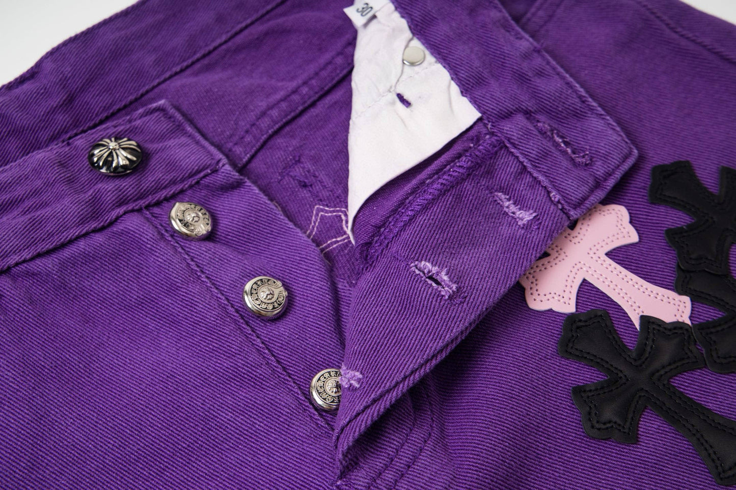 260421 New high-quality leather-stitched workwear washed denim pants