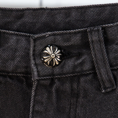 260421 New high-quality leather-stitched workwear washed denim pants