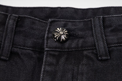 260421 New high-quality leather-stitched workwear washed denim pants