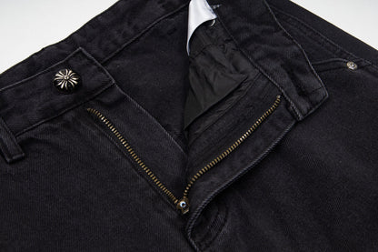 260421 New high-quality leather-stitched workwear washed denim pants