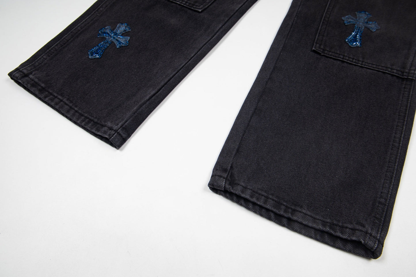 260421 New high-quality leather-stitched workwear washed denim pants