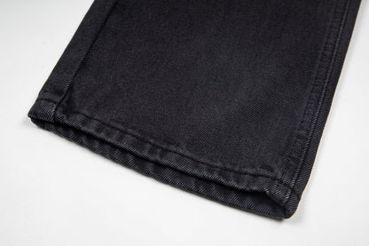 260421 New high-quality leather-stitched workwear washed denim pants