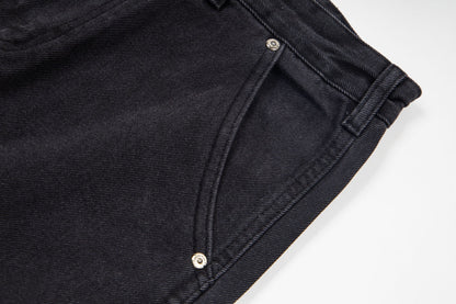 260421 New high-quality leather-stitched workwear washed denim pants