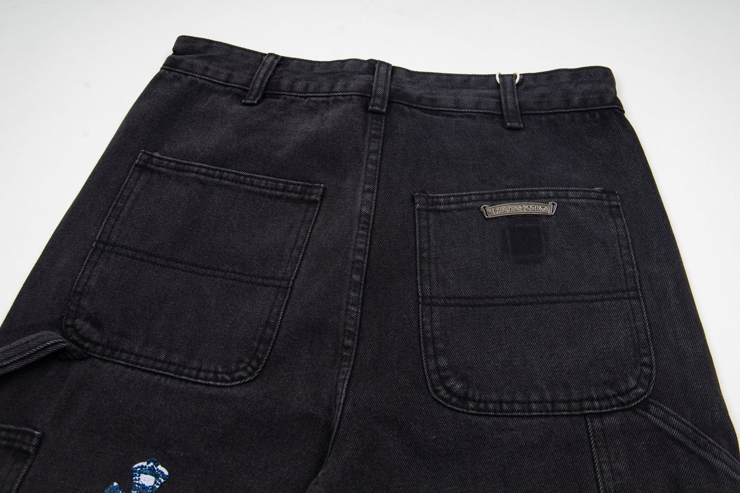 260421 New high-quality leather-stitched workwear washed denim pants