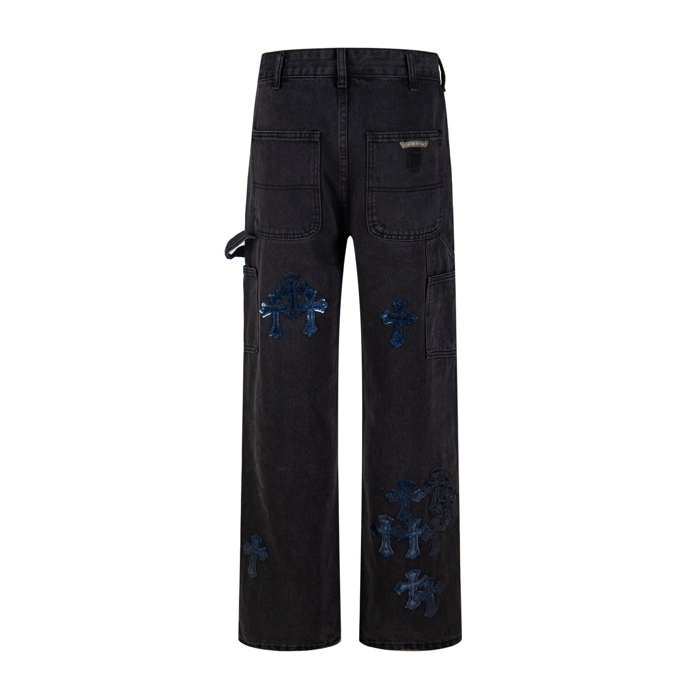 260421 New high-quality leather-stitched workwear washed denim pants