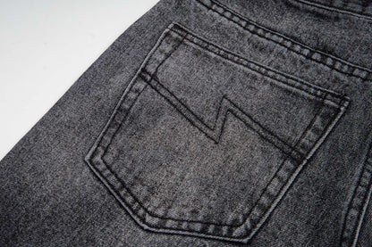 260421 New high-quality black and white gradient lightning jeans