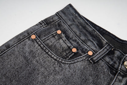 260421 New high-quality black and white gradient lightning jeans
