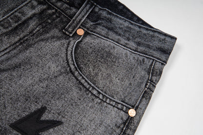 260421 New high-quality black and white gradient lightning jeans
