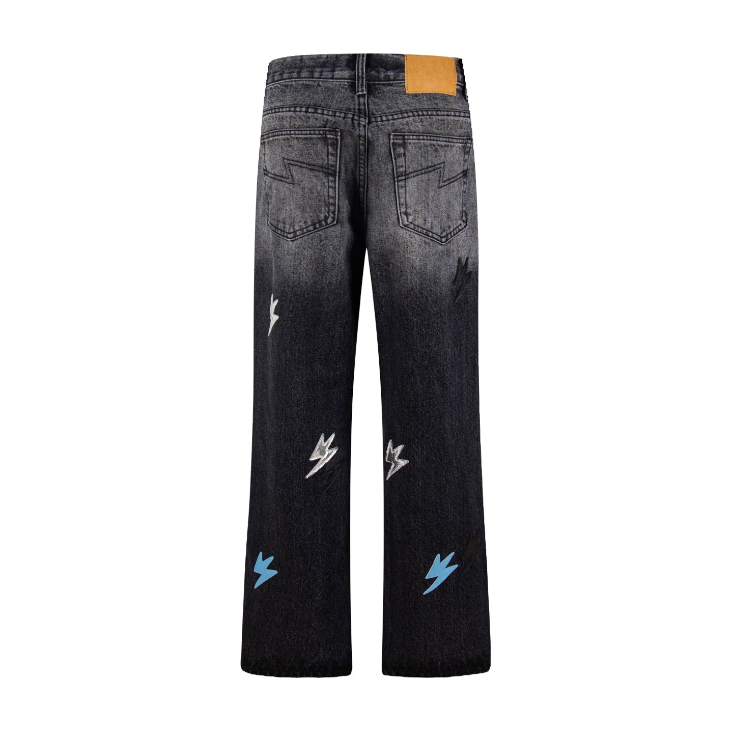 260421 New high-quality black and white gradient lightning jeans