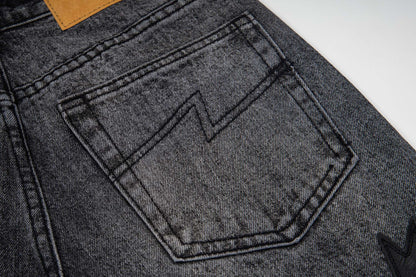 260421 New high-quality black and white gradient lightning jeans