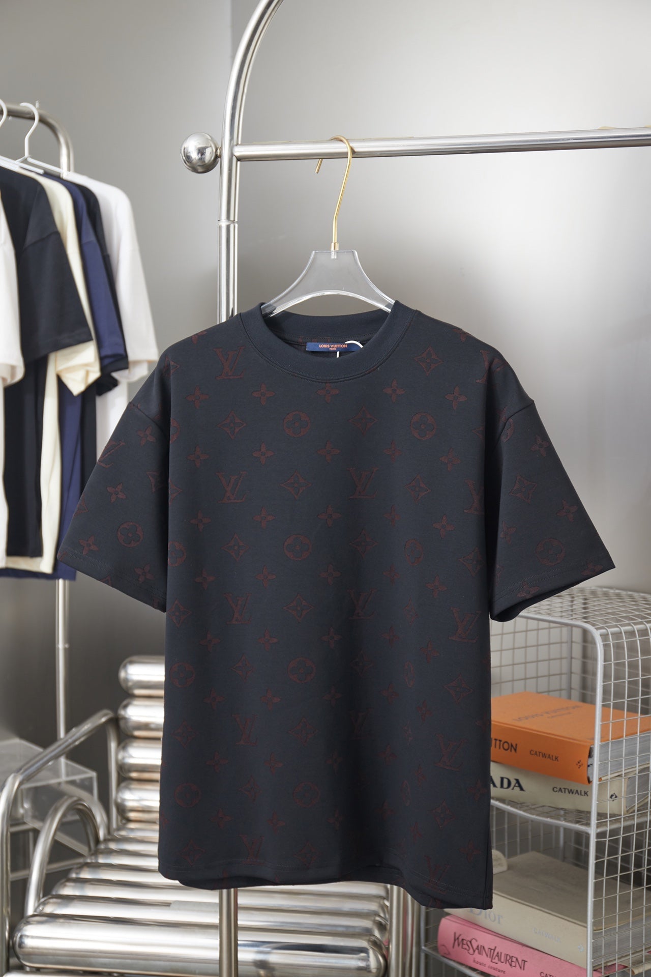 260421 New high-quality T-shirt with deep-grain pattern printed all over