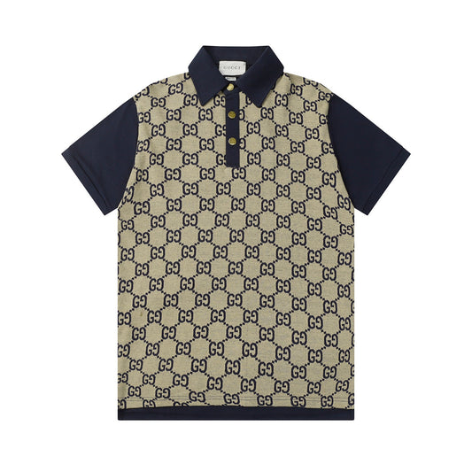 260421 New high-quality knitted jacquard lettered Polo shirt