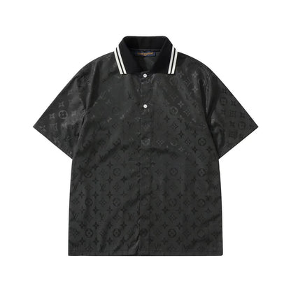 260421 New high-quality ribbed jacquard technology silk short-sleeved shirt