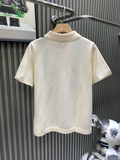 260421 New high-quality custom soft yarn knitted polo set